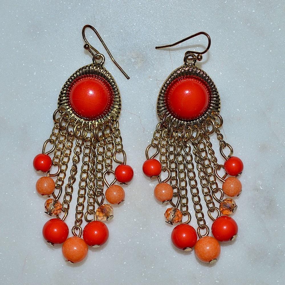Red and Orange Dangle Fashion Earrings (Discounted Shipping🚚)